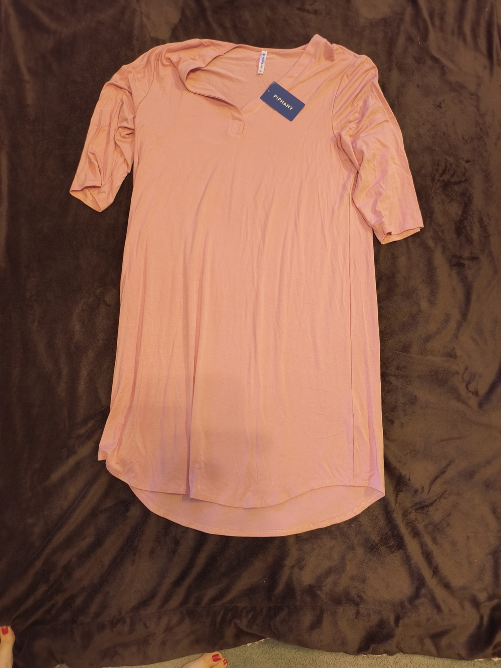 Piphany Marlot Dress with v-neck, Dusty Pink NWT